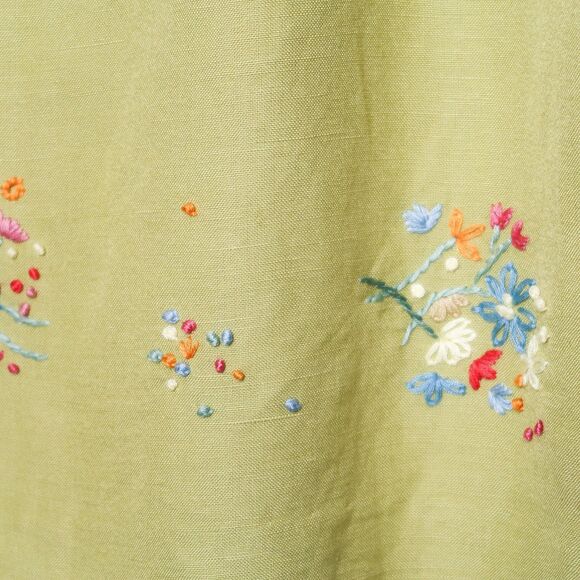Donna Morgan VINTAGE Linen Blend Green Embroidered Floral Dress Size 6 NWT - Picture 6 of 10